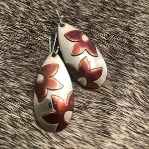 RETIRED James Avery Sterling Silver and Copper Flower dangle earrings